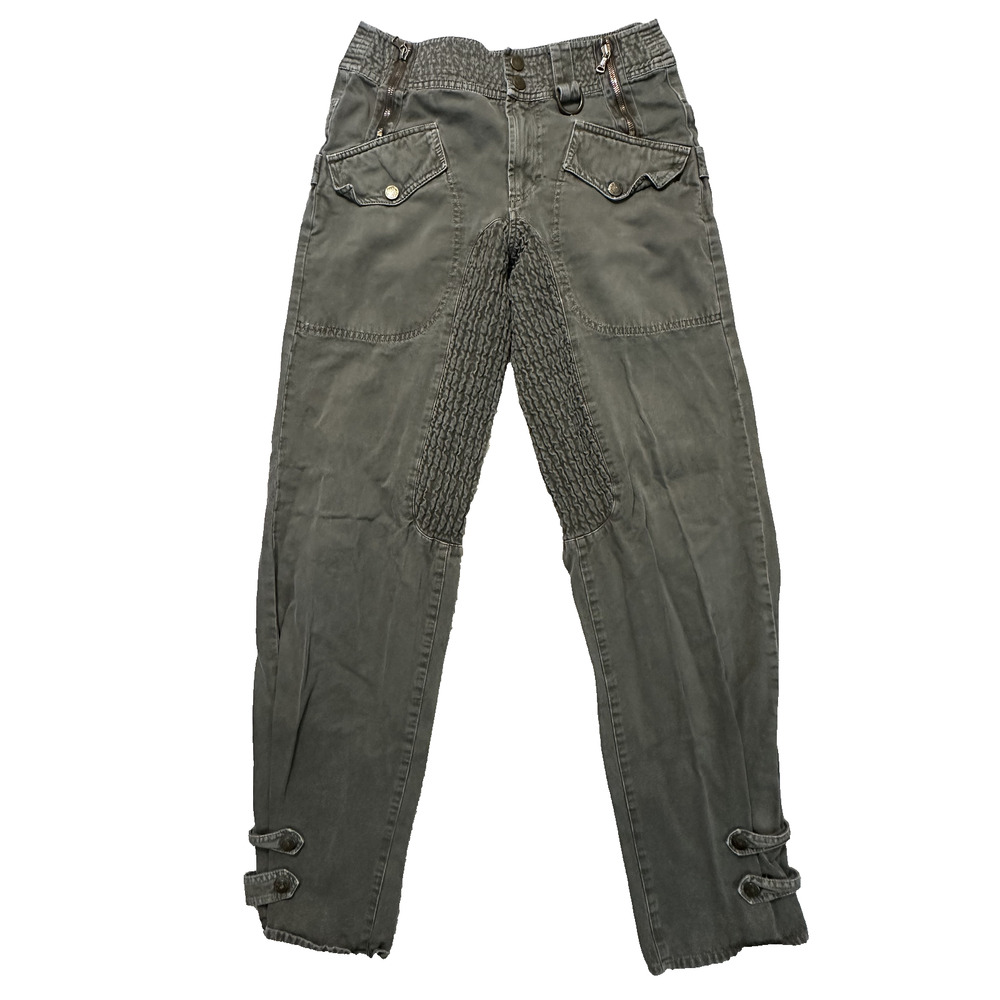 Y2K Dolce & Gabbana Olive Green Pants 30x33 Zippers Moto Cargo Utility Military